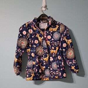 Resogaa Sz 6 Floral Deer Print Rain Jacket